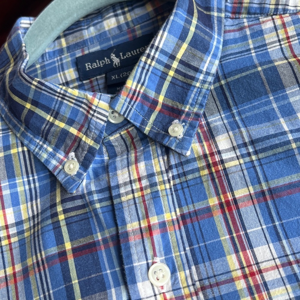 Ralph Lauren Blue Plaid Button Down - Picture 4 of 7